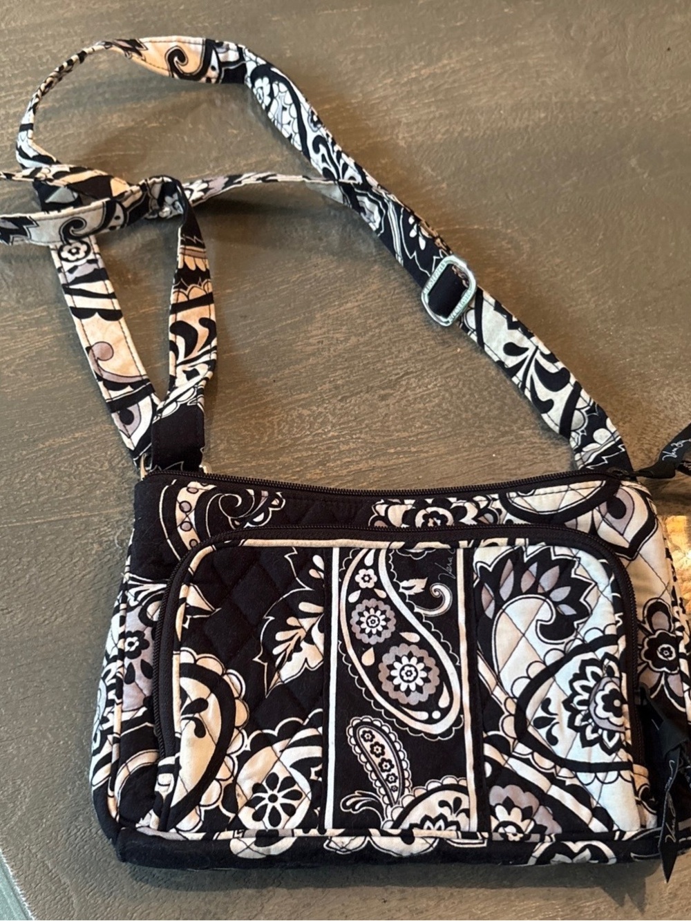 Vera Bradley Black & White Paisley Quilted Crossbody